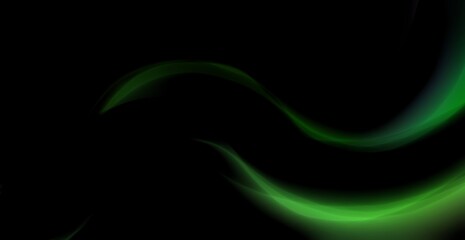 Abstract green gradient wave brush, isolated on dark background, flowing with luminous depth, organic elegance, and tranquil modern energy. © terang jaya