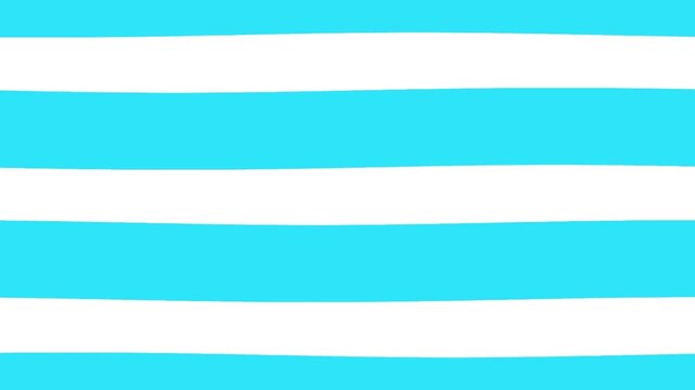 Bright cyan blue and white horizontal stripes pattern background with hand drawn brush strokes 4K Motion video