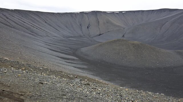 Footage of the crater of Hverfjall volcano in Iceland