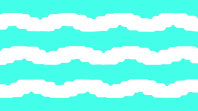 Abstract white wavy horizontal stripes on a bright cyan blue background 4K Motion video
