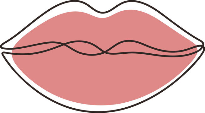 Minimalist continuous line art of red lips and mouth with minimalist continuous illustration minimalism abstract aesthetic physiognomy wellness cosmetic lipstick mouthpiece affection
