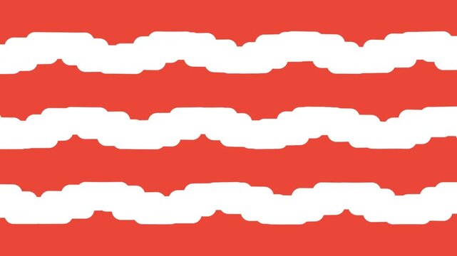 Abstract background with horizontal wavy white stripes on a bright orange surface 4K Motion video