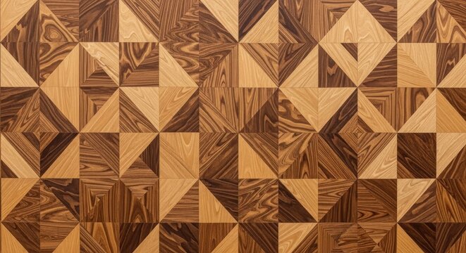 Geometric wood parquetry pattern with dark and light grain