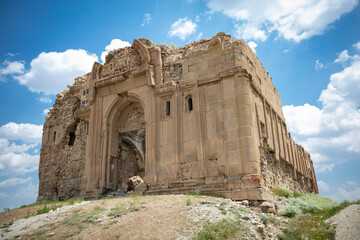 Fototapeta premium St Bartholomeus Church in Baskale Van Turkey Ancient Armenian Church Ruins and Mountain Landscape