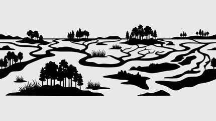 Obraz premium Abstract river system landscape illustration