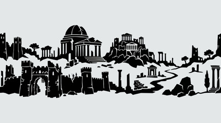 Obraz premium Ancient cityscape silhouette