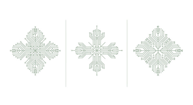 Three Intricate Geometric Snowflake Designs in a Row.