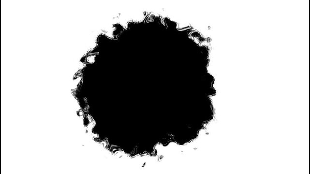 Black Ink Splash on White Background: A dynamic and abstract representation of black ink exploding outwards on a clean white surface, creating a textured and chaotic artistic effect.