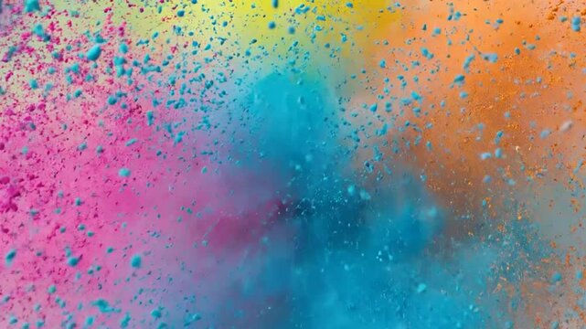Vibrant clouds of colorful powder exploding in the air