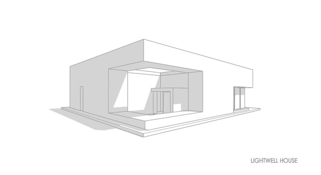 Modern house with minimalist design and architectural drawing style