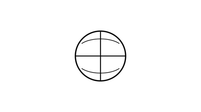 Minimalist black and white animated globe icon.