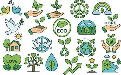 Naklejka premium International peace day eco friendly illustrations promoting harmony and sustainability