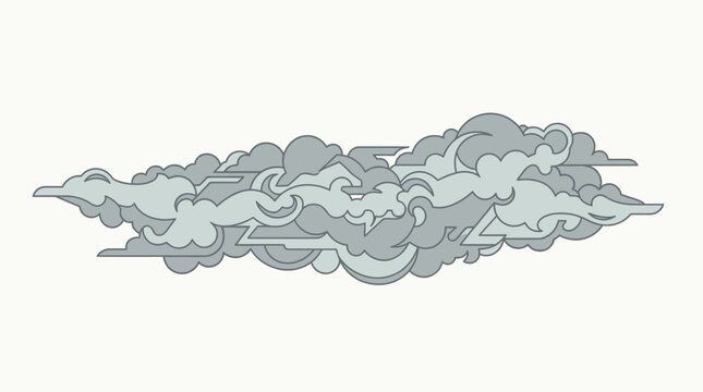 Stylowa ilustracja wektorowa przedstawiająca pojedynczą, warstwową chmurę burzową w stylu retro, odizolowaną na czystym, jasnym tle, idealna do projekt&oacute;w graficznych i dekoracji.