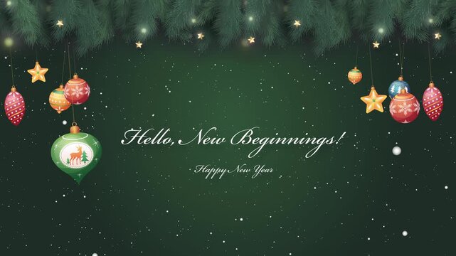Hello, New Beginnings! Handwrite typography Christmas Background