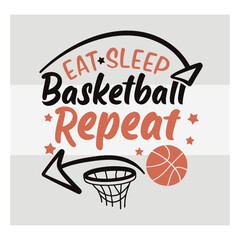 Eat Sleep Basketball Repeat Typography   Motivational Basketball Quote Vector for T Shirt, Players & Sports Fans © Aesthetic Studio