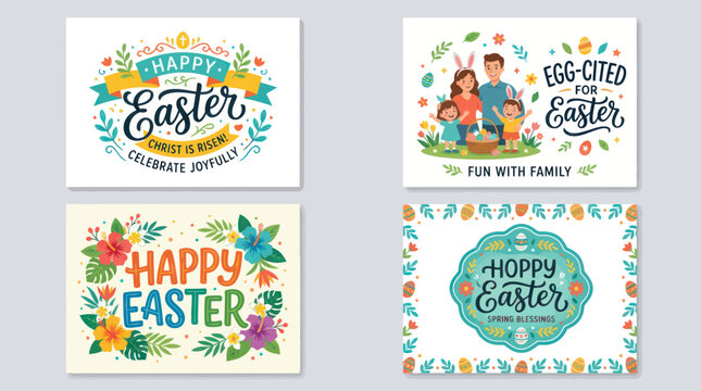 Happy easter festive greeting cards