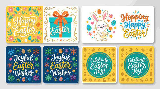 Happy easter greeting cards collection