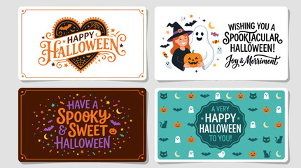 Happy halloween greeting cards set © Jean