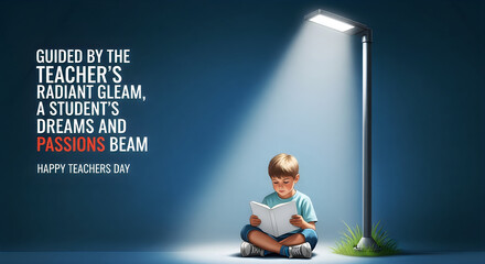 Obraz premium Lego teacher figurine holding a book with light shining on happy student in pixel art style