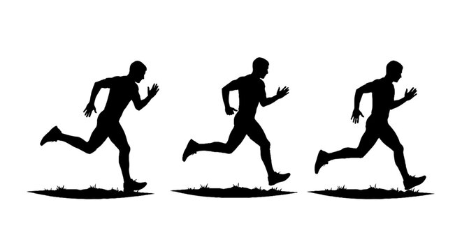 Silhouette of runners in motion sequence.
