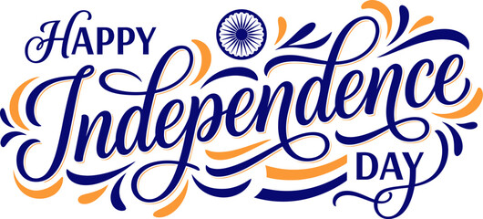 Happy india independence day celebration with typography and ashoka chakra © MSTUMAMAAKTER