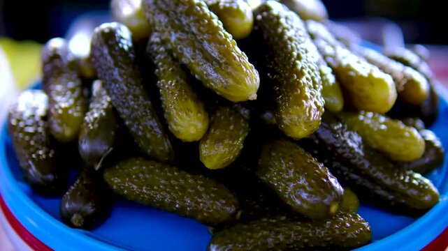 gherkins cucumber salted pickled vegetable food meal snack on the table copy space food background