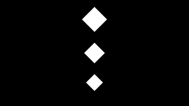Abstract minimalist diamond shapes cascade downwards on a stark black background, creating a sense of order and simplicity
