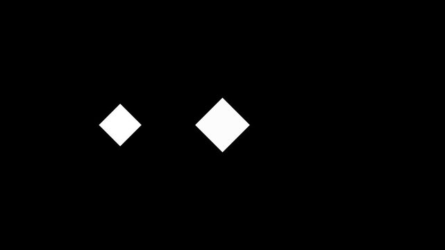 Three minimalist geometric diamond reveal animation with white shapes on black background for digital loaders