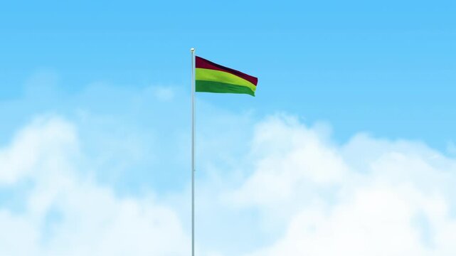 Bolivia Flag 3D Render Animation Waving on Pole with Blue Sky