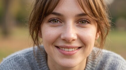Fototapeta premium Smiling young woman portrait outdoors