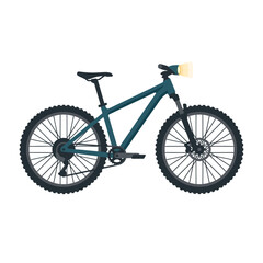 Fototapeta premium Modern Teal Mountain Bike with Front Light and Knobby Tires for Off Road Adventure.