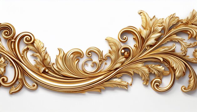 ornate gold decorative trim design isolated on white or white background background