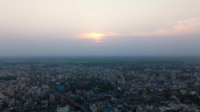 4K Aerial Top down Buildings and Apartment with Multiple Building aerial. Urban Buildings and Apartment at bridge road at Delhi. Cinematic cityscape drone shot. Noida Buildings.