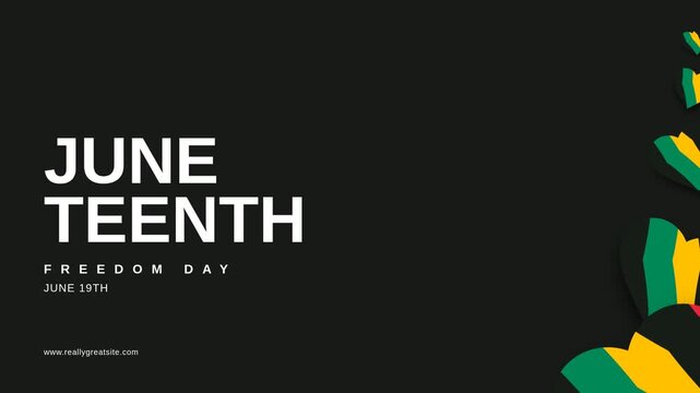 Modern Juneteenth Freedom Day celebration animation with Pan-African colors and bold kinetic text