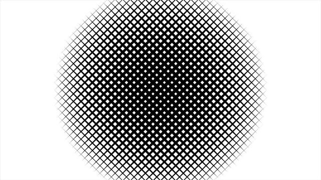 Halftone dot circle transition with expanding radial pattern, abstract comic screen wipe effect, geometric reveal scene change for video editing, alpha channel transparent background