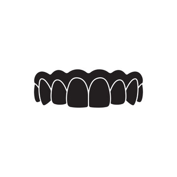 Crown front teeth silhouette vector flat illustration design on white background.