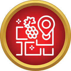 Obraz premium Map icon with grapes and a pin marking a vineyard location
