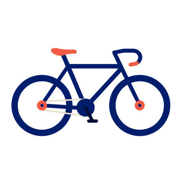 Blue bicycle with orange accents