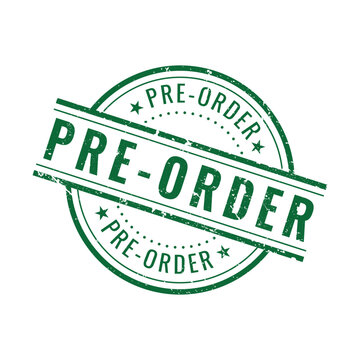 circular green distressed rubber stamp with pre order text design