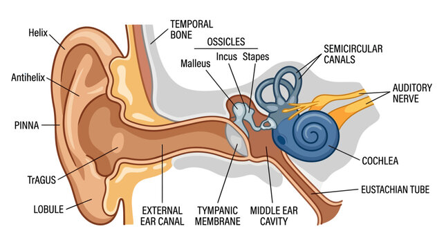 Human Ear Anatomy Educational Infographic