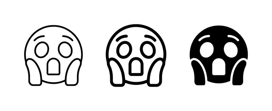Scared Face Emoji Icons, Shocked Expression Vector Set, Fearful Emotion Symbols