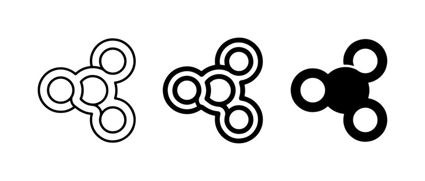 Fidget Spinner Icons, Stress Relief Toy Symbols, Three Variations, Vector Graphics
