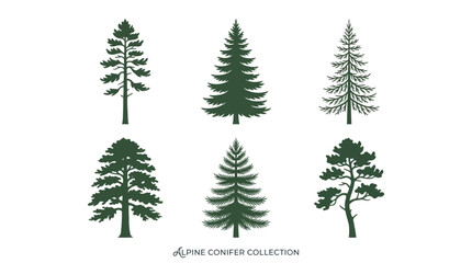 Obraz premium Pine tree silhouettes collection