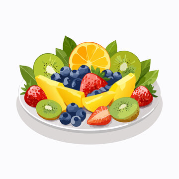 Bunte Obstplatte mit frischen Beeren und exotischen Fr&uuml;chten