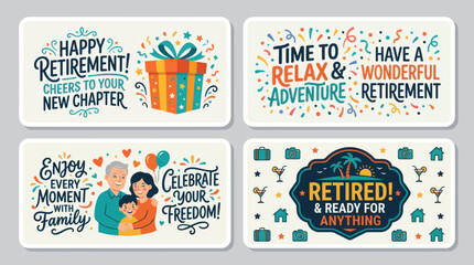 Retirement celebration greetings and icons © Miko