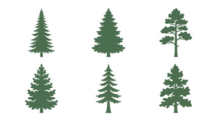 Obraz premium Set of evergreen tree silhouettes