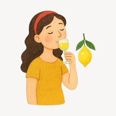 Fototapeta premium Girl enjoying refreshing lemonade.