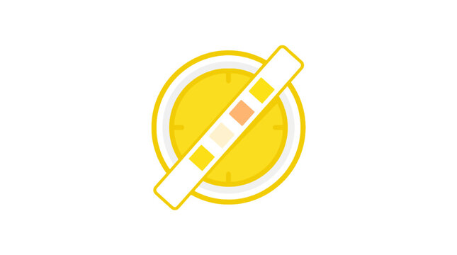 Medical Test Strip with Color Chart on Yellow Circle Background