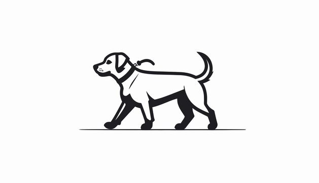 Dog Walking Side View Silhouette Illustration.
