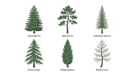 Various coniferous tree illustrations © Golden